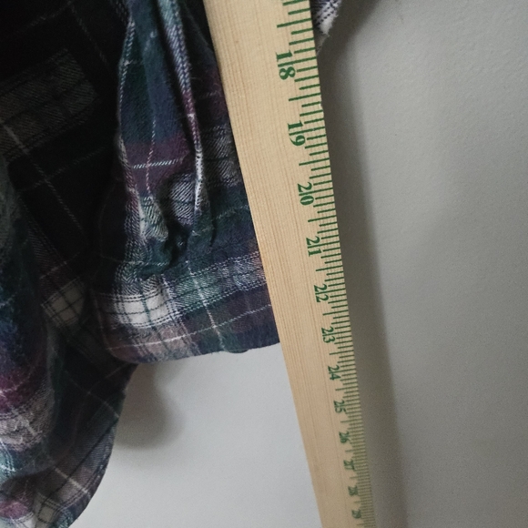 American Eagle Vintage Y2K Purple Green Plaid Flannel Shirt Men’s Size XL - Picture 7 of 8